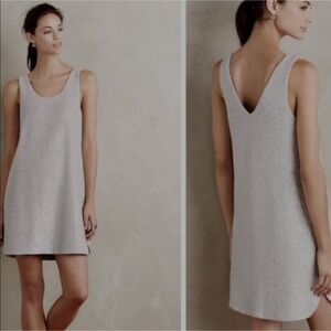Anthropologie HD in Paris Silversmith Sheath Silver Metallic Dress Size‎ Large